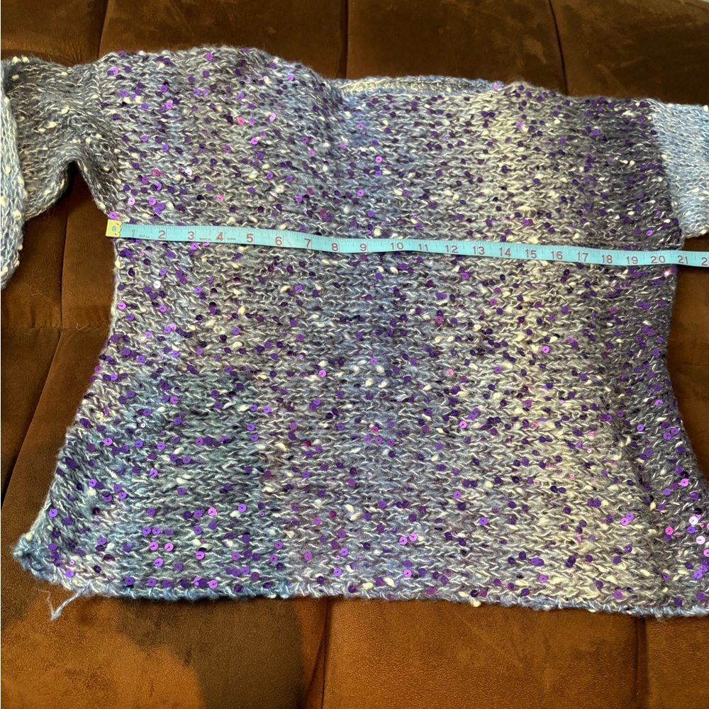 Hand Knitted Purple Sequins Sweater - Picture 6 of 8